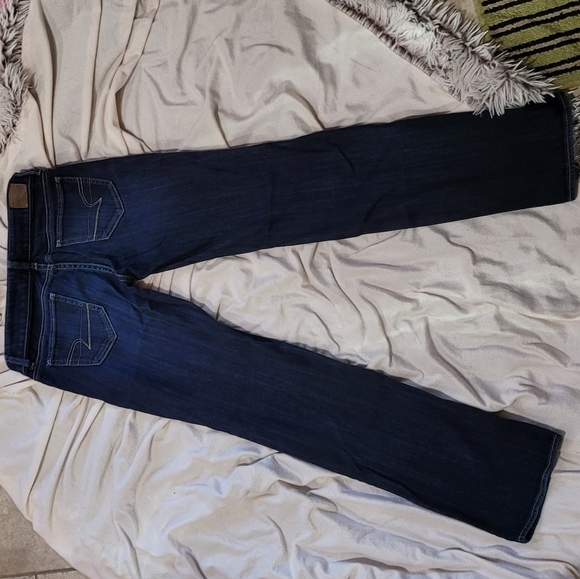 American Eagle Dark Wash Straight Leg Jeans 0S - Picture 10 of 11